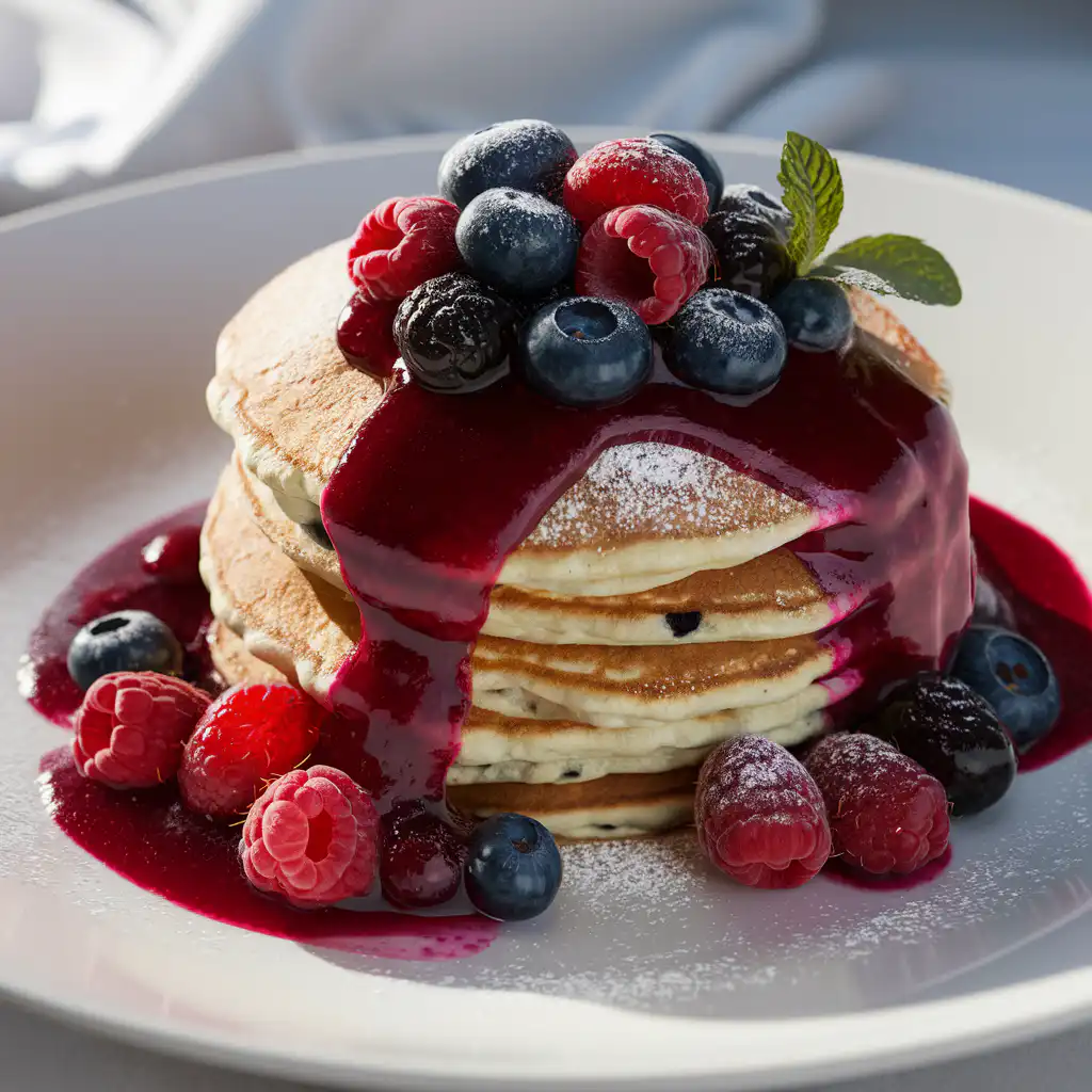 Buckwheat pancakes cooking in skillet