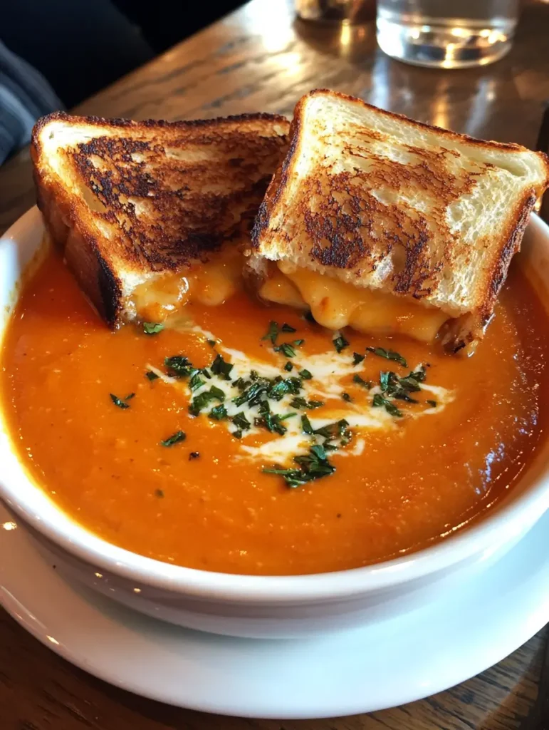 Creamy Tomato Basil Soup with Grilled Cheese Dippers