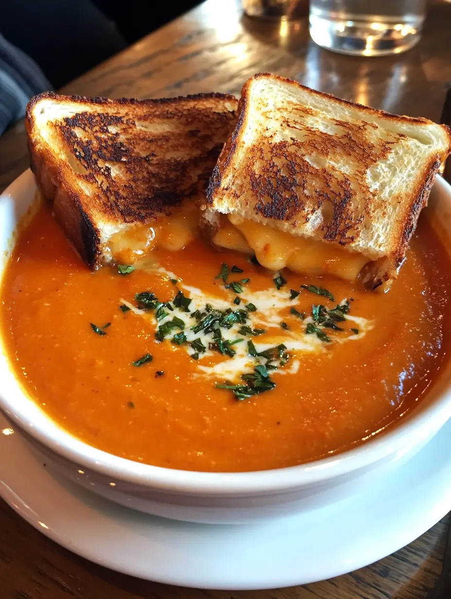 Creamy Tomato Basil Soup with Grilled Cheese Dippers