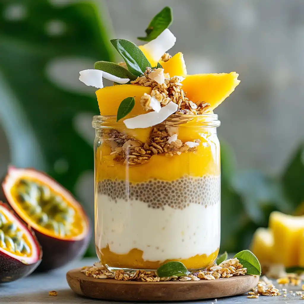 Overnight Chia Pudding with Tropical Fruits