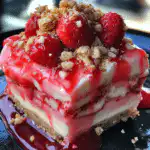 Strawberry Crunch Cheesecake Chunks on plate