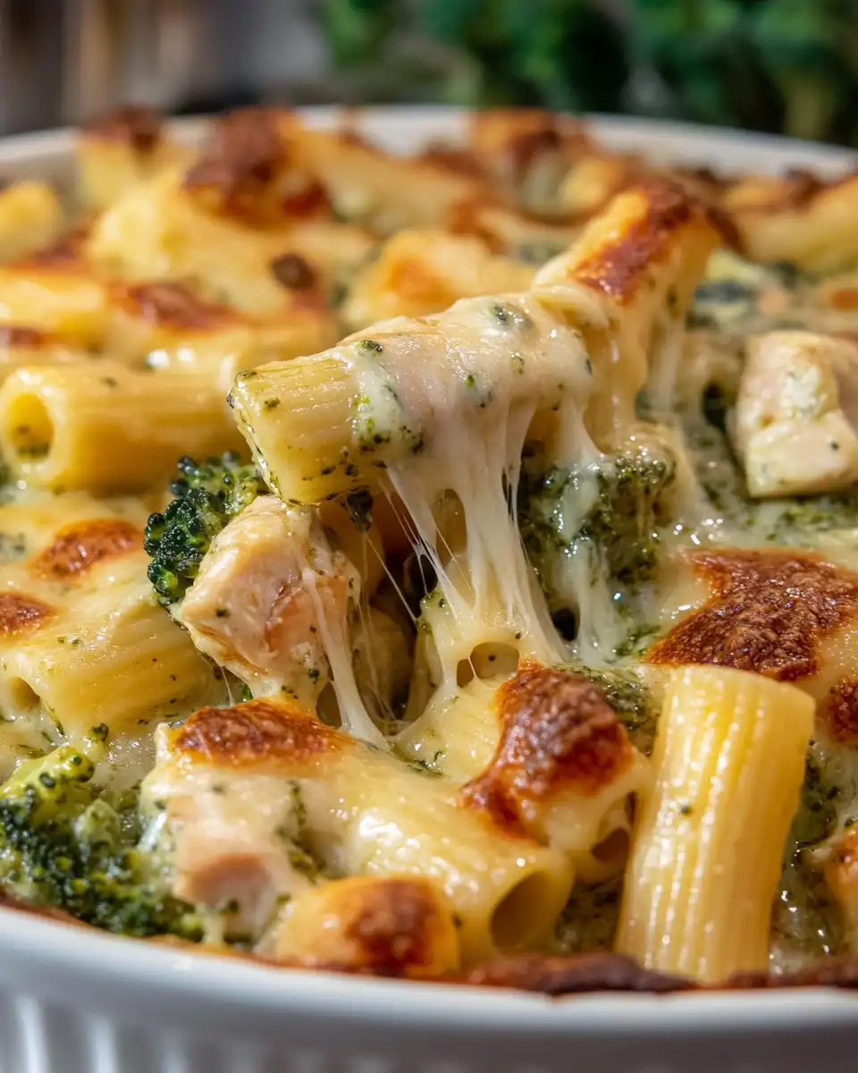 Creamy Rigatoni Pasta Bake Loaded with Melted Mozzarella Cheese