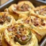 golden sourdough jalapeño popper rolls in pan