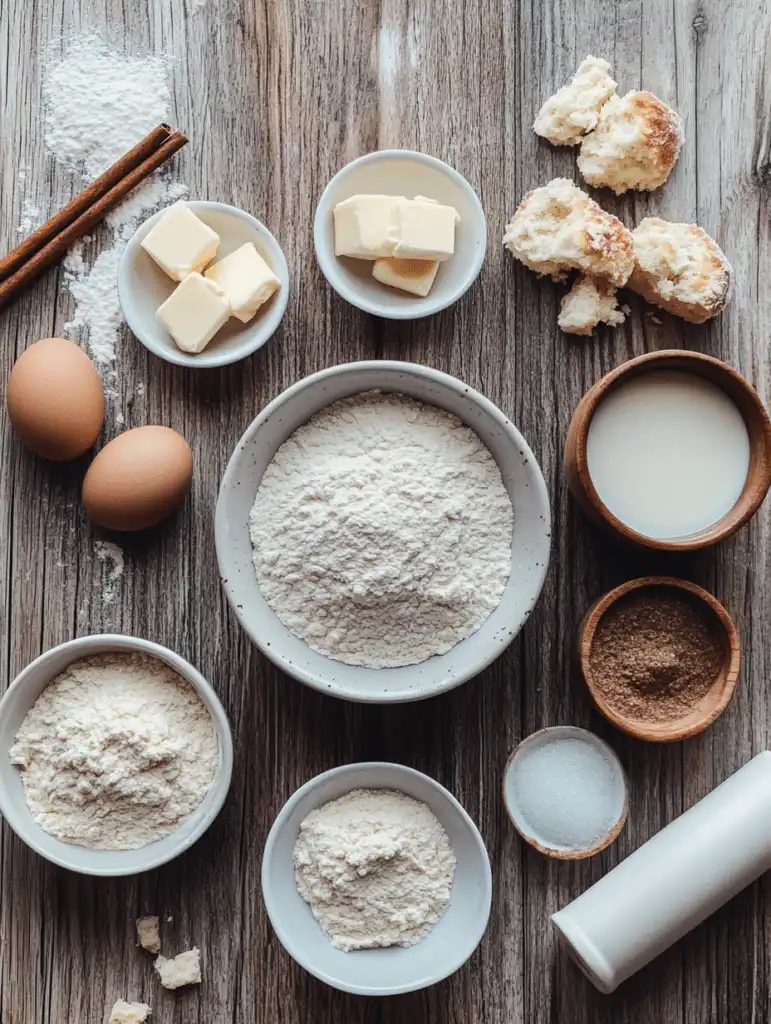 Ingredients for sourdough discard cinnamon roll bites