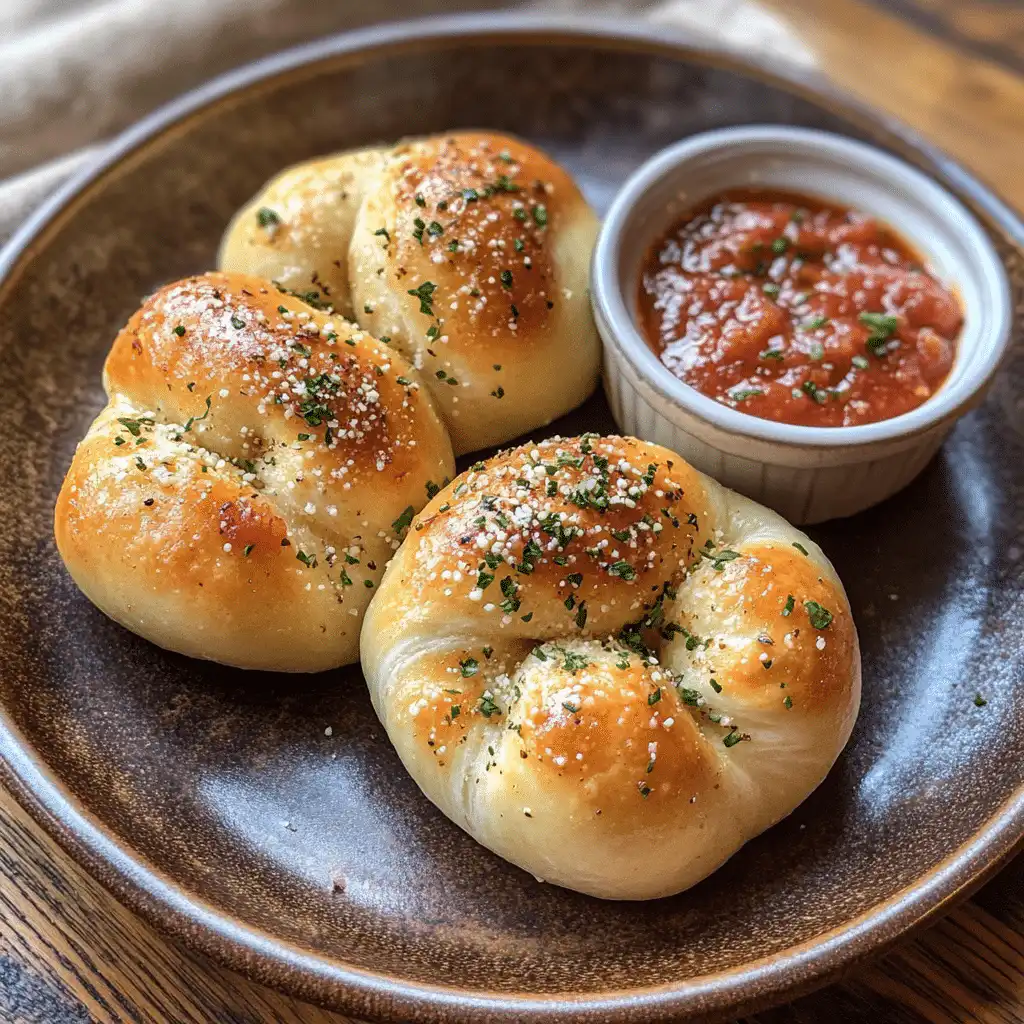 sourdough garlic knots with marinara