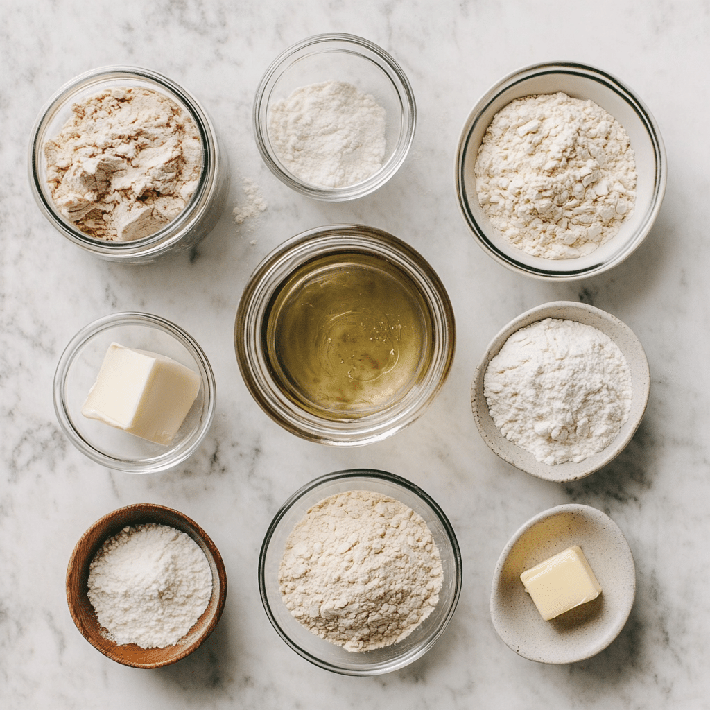 Ingredients for sourdough discard pretzel bites