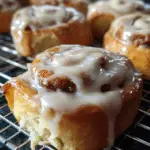 Sourdough Discard Cinnamon Rolls fresh from the oven with glaze