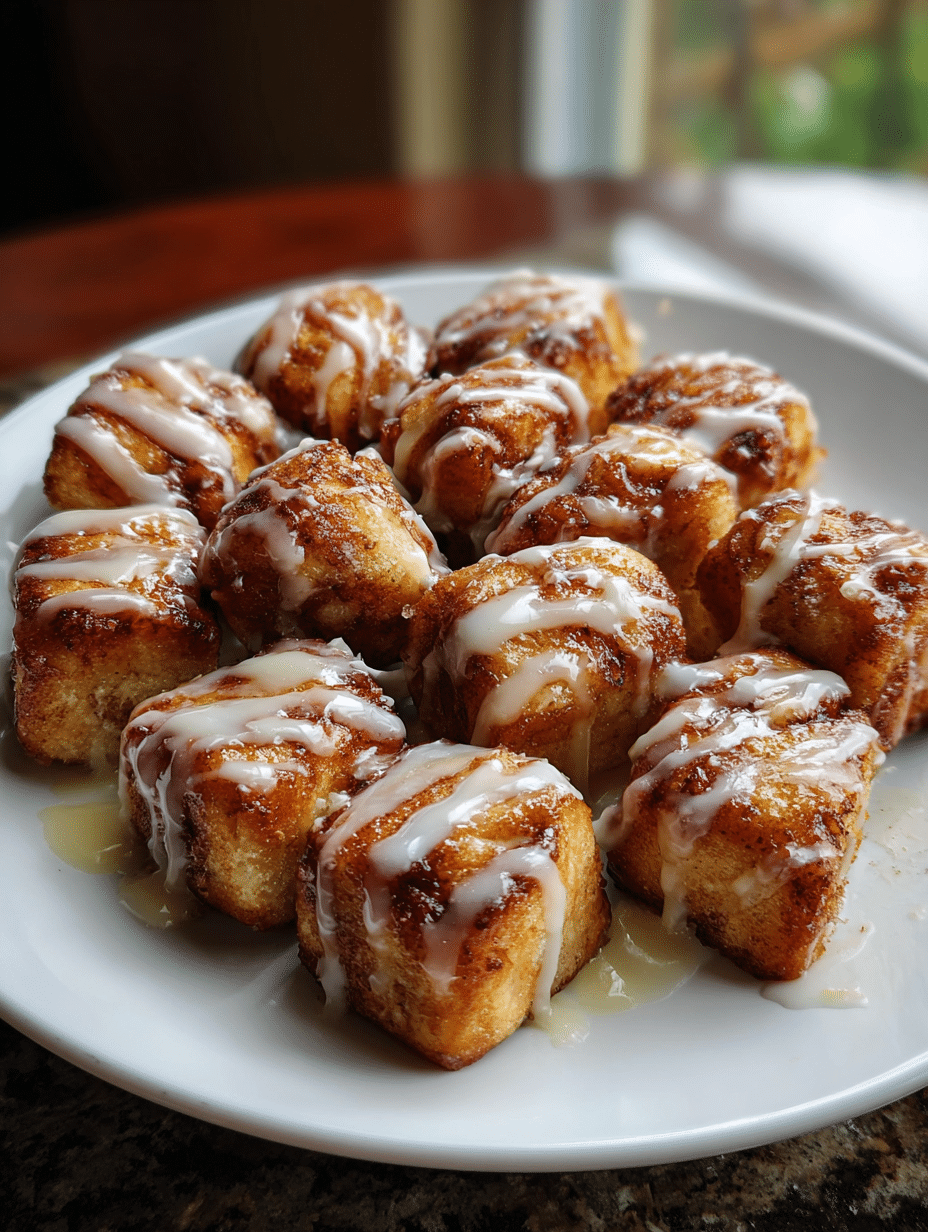 Mini Cinnamon Roll Bites with Vanilla Glaze
