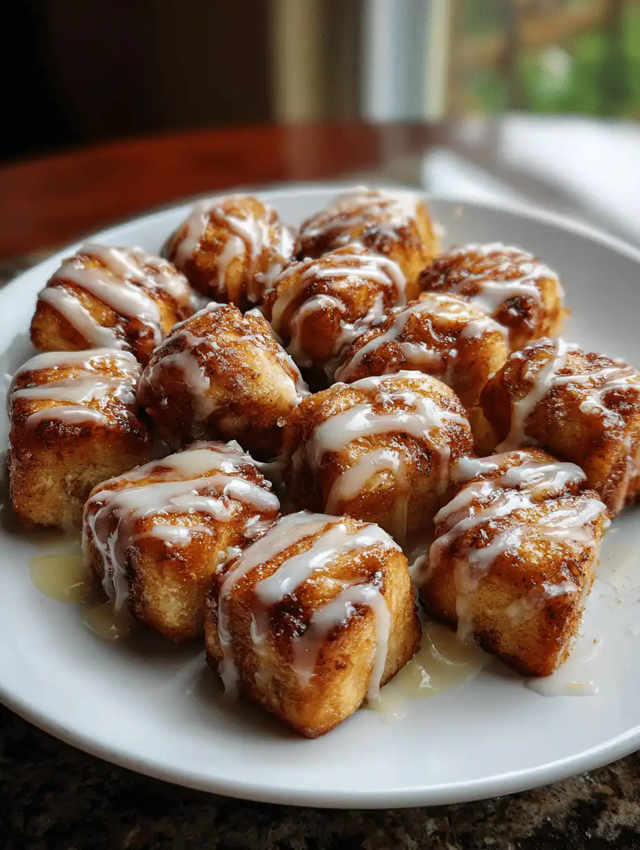 Mini Cinnamon Roll Bites with Vanilla Glaze