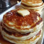 classic sourdough pancakes with maple syrup