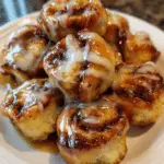 mini cinnamon roll bites with vanilla glaze