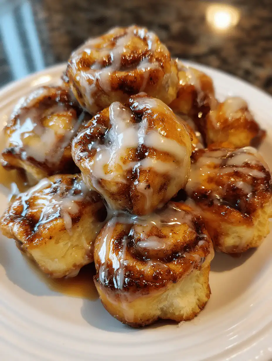mini cinnamon roll bites with vanilla glaze