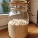 no discard sourdough starter jar on counter