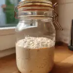 no discard sourdough starter jar on counter