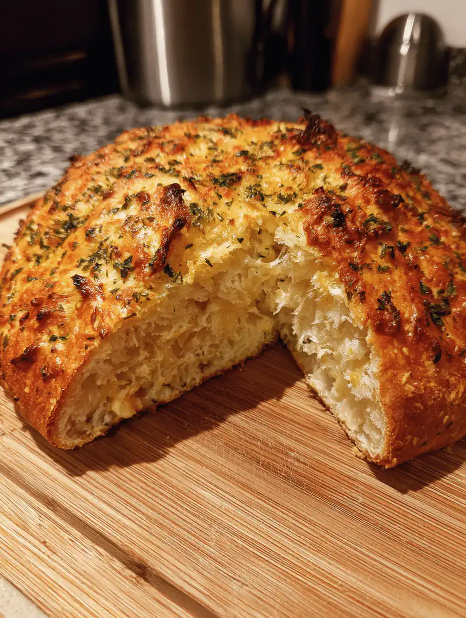 No-Knead Garlic Herb Bread