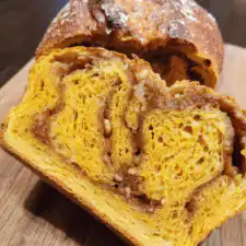 Pumpkin Sourdough Bread with Cinnamon Swirl