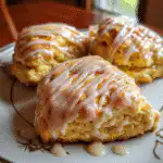 pumpkin sourdough scones with maple glaze