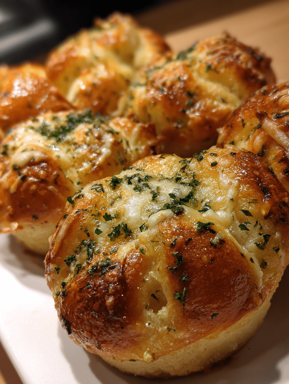 Freshly baked sourdough discard garlic rolls in cast iron