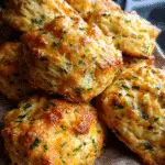 sourdough discard herb biscuits stacked with chives