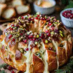 Blooming sourdough bread with brie and cranberry
