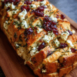 Cranberry Feta Sourdough Pull-Apart Bread on holiday table
