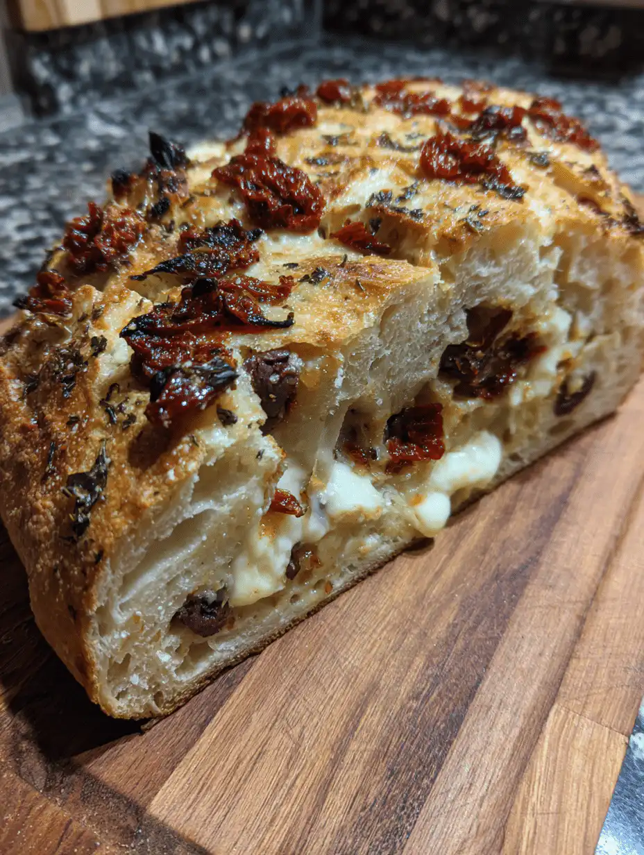 Mediterranean-Stuffed Sourdough Loaf