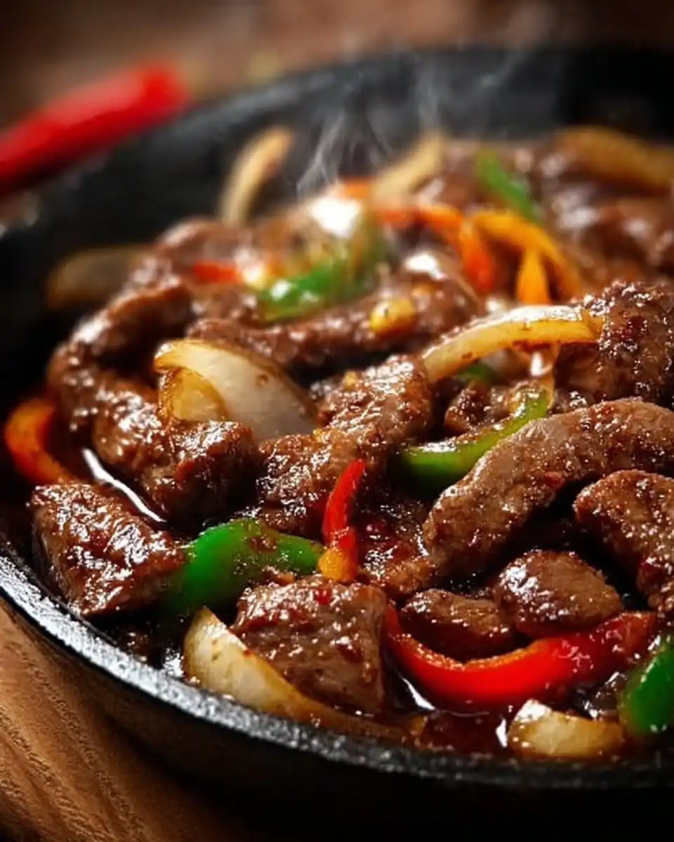Sizzling Chinese Pepper Steak with Onions