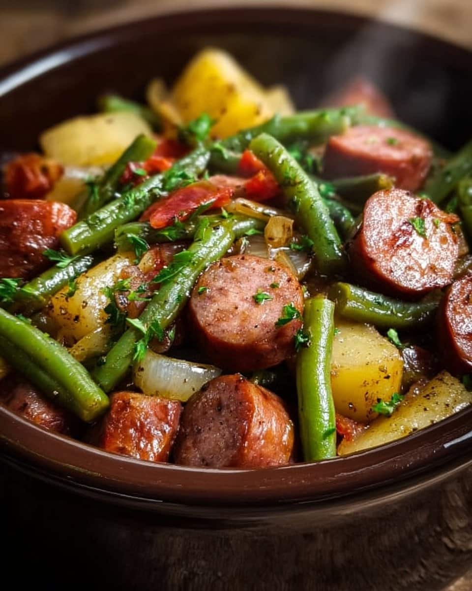 Crockpot Kielbasa and Green Beans