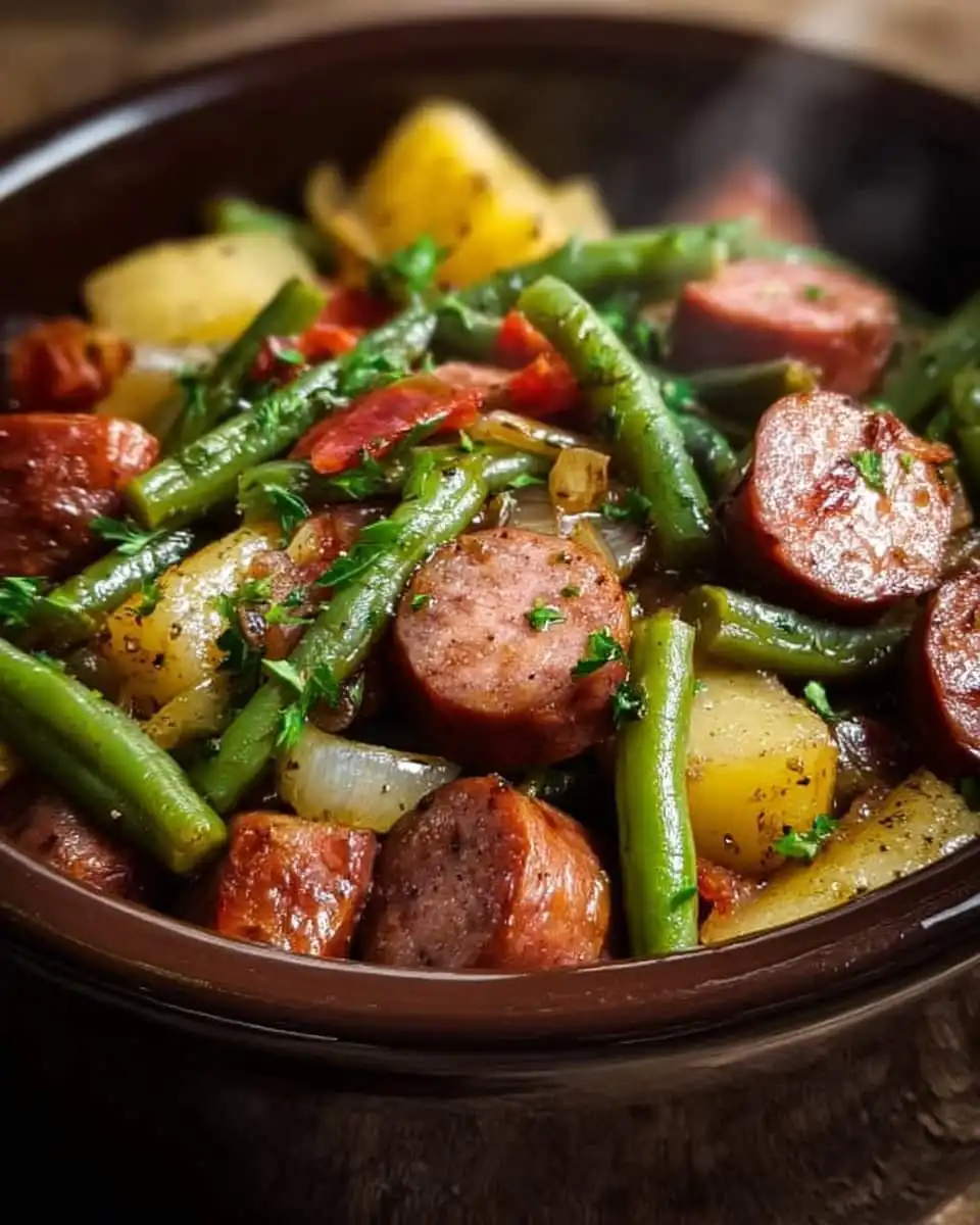 Crockpot Kielbasa and Green Beans
