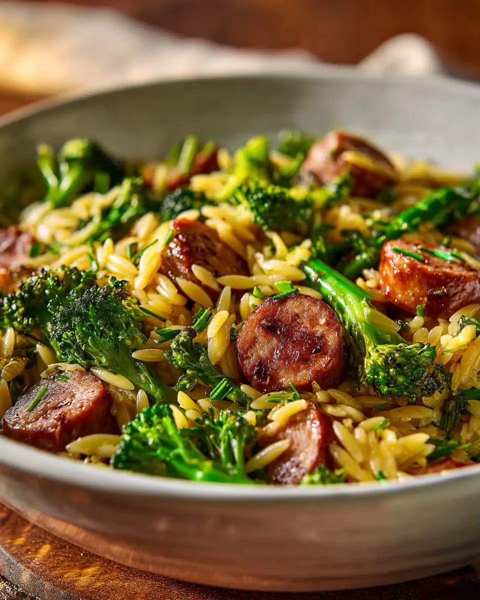 One-Pan Creamy Orzo with Chicken Sausage