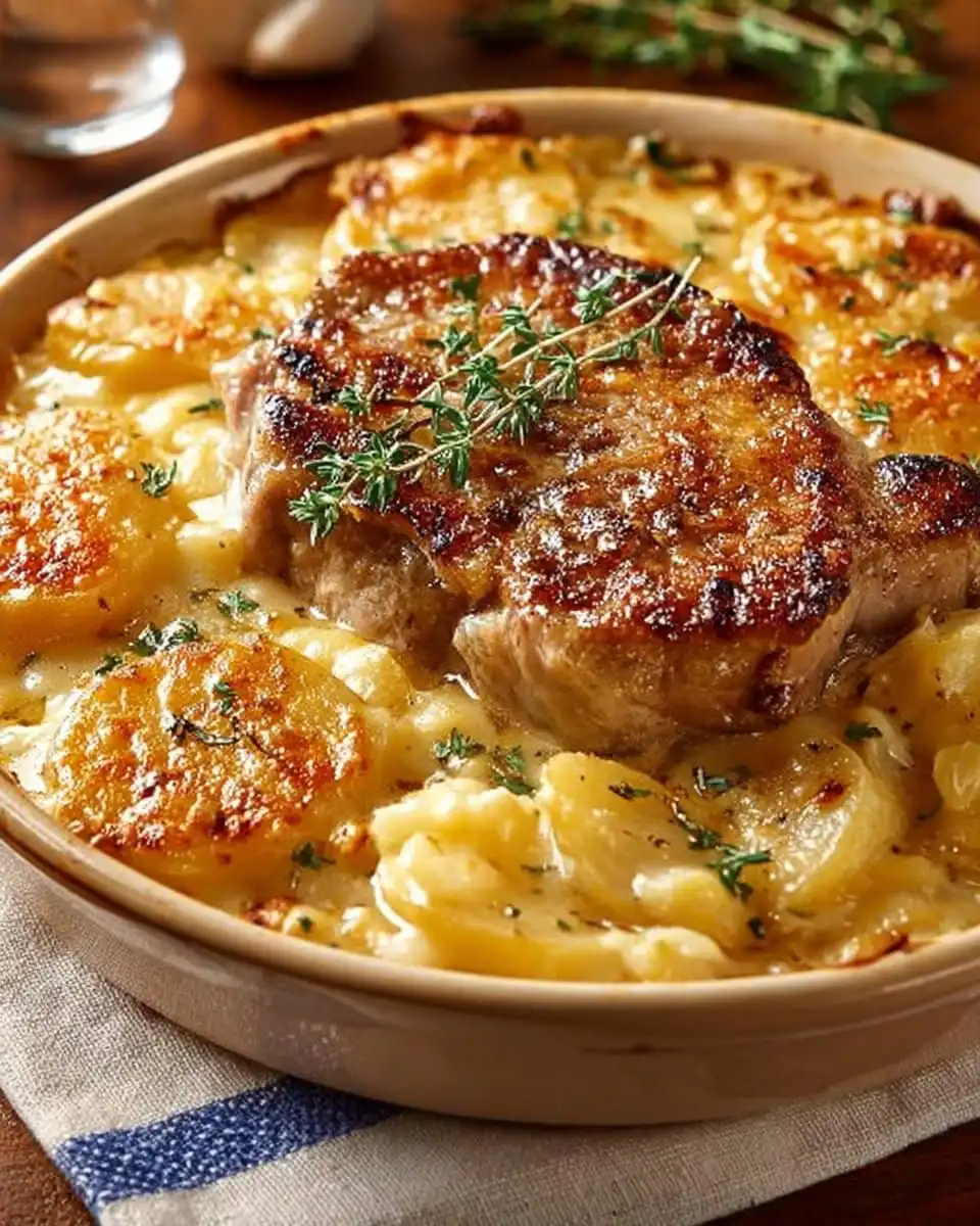 Smothered Pork Chop Scalloped Potato Casserole