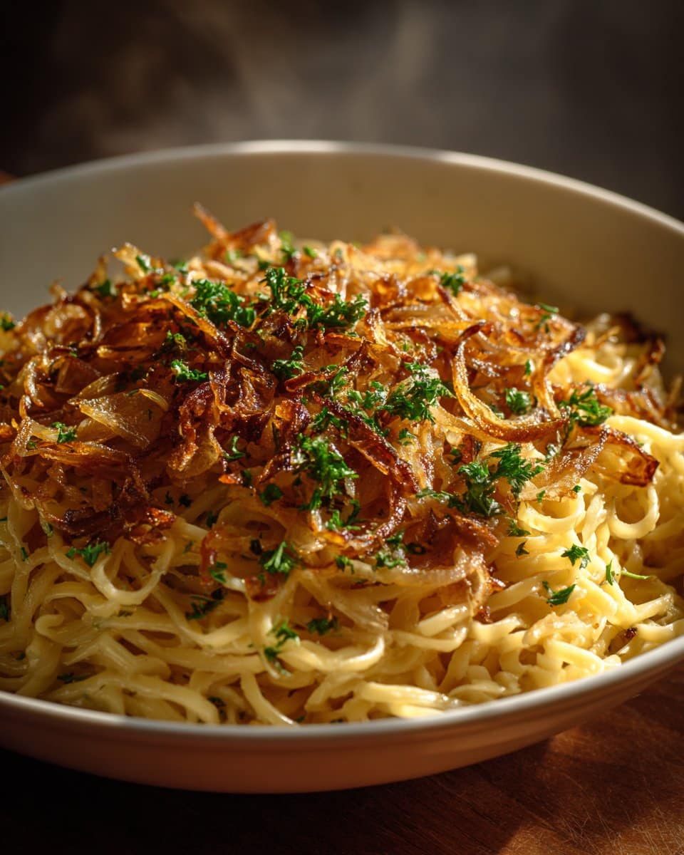 French Onion Chicken Orzo Casserole