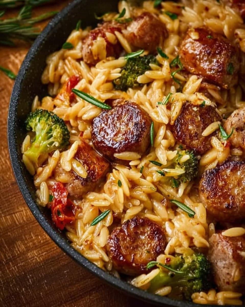One-Pan Creamy Orzo with Chicken Sausage