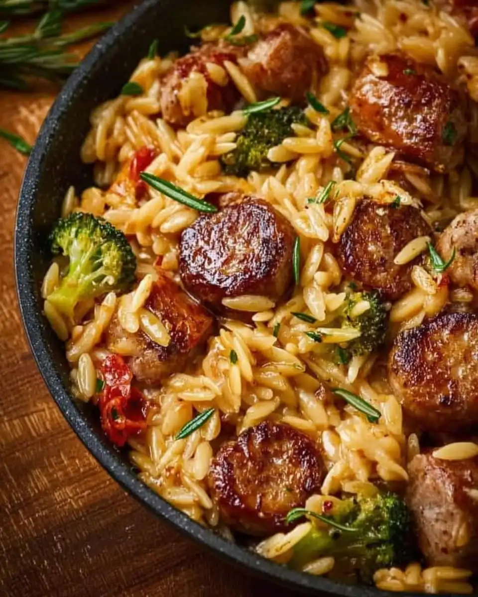 One-Pan Creamy Orzo with Chicken Sausage