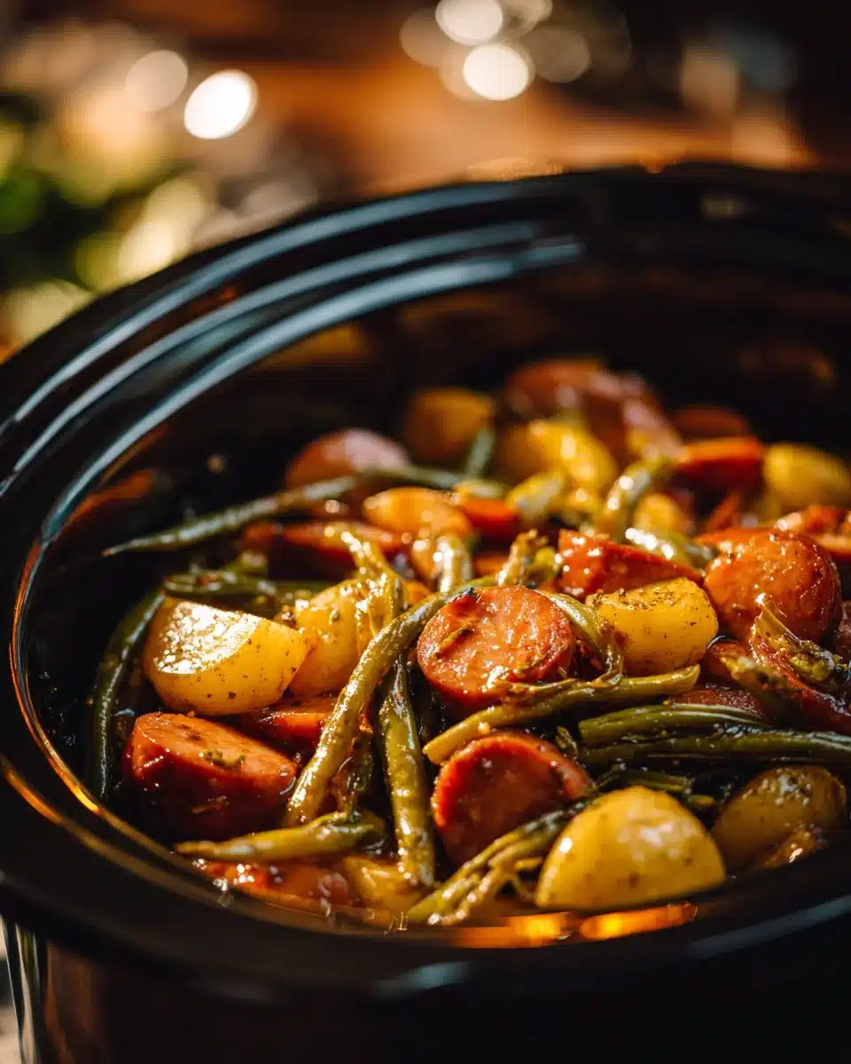 Crockpot Kielbasa and Green Beans