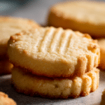 Sourdough shortbread cookies with golden edges and rustic finish