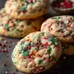 Plate of sourdough sprinkle cookies on rustic kitchen table