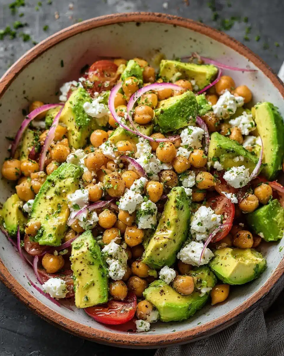 Chickpea Feta Avocado Salad