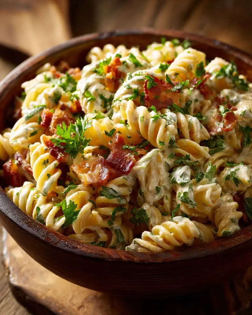 Creamy Bacon Cheddar Ranch Pasta Salad for Summer Fun