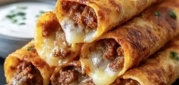 Crispy Cheesy Beef Taquitos