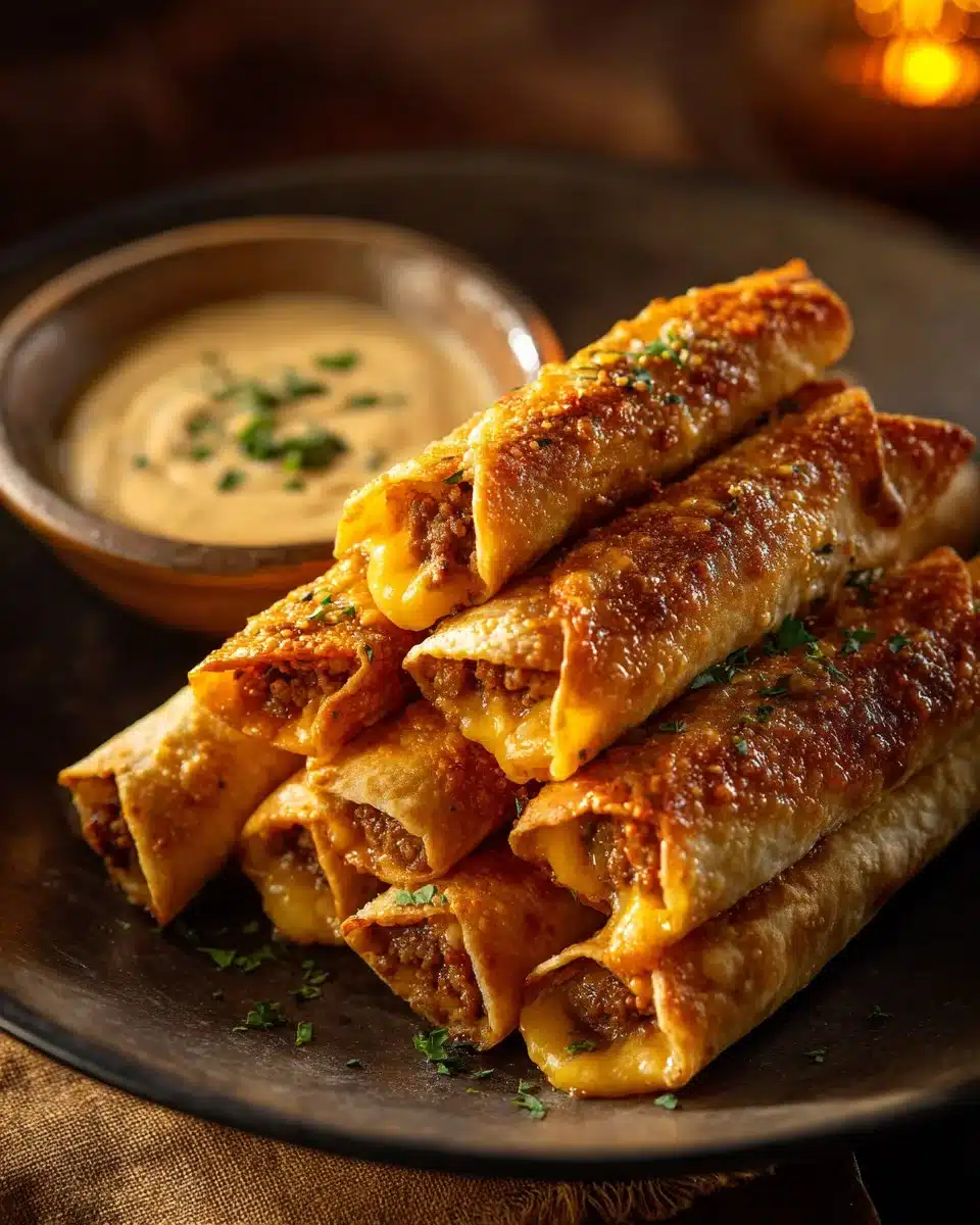 Crispy Cheesy Beef Taquitos