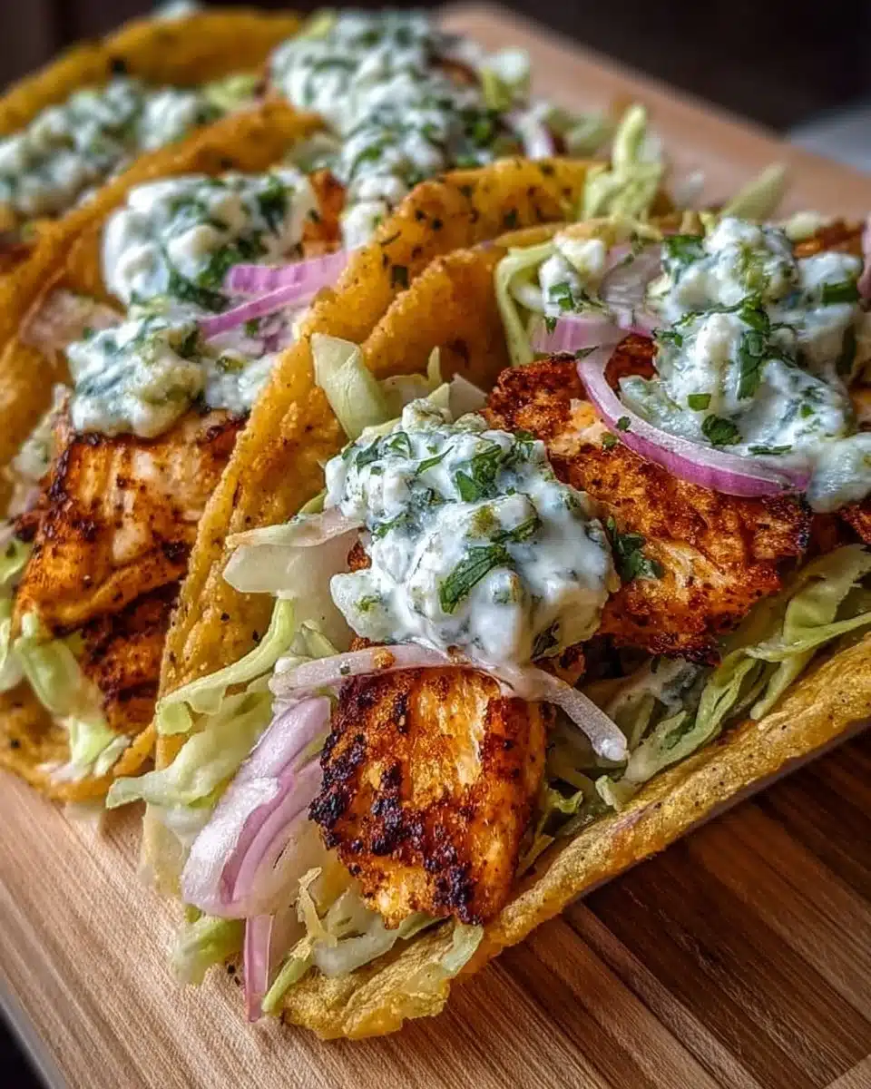 Dill Pickle Ranch Smash Chicken Tacos with Crispy Cheese Delight
