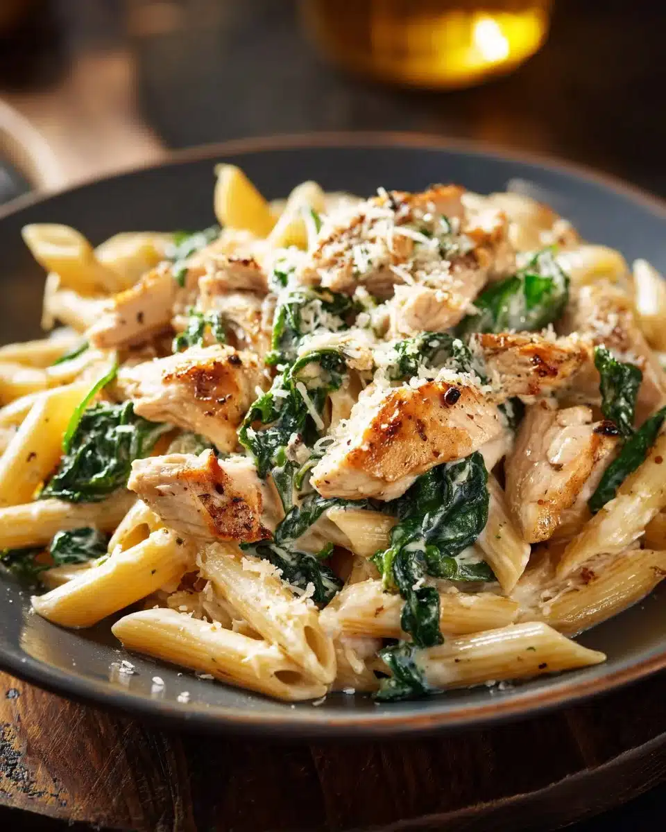 Healthy Creamy Garlic Parmesan Chicken Pasta