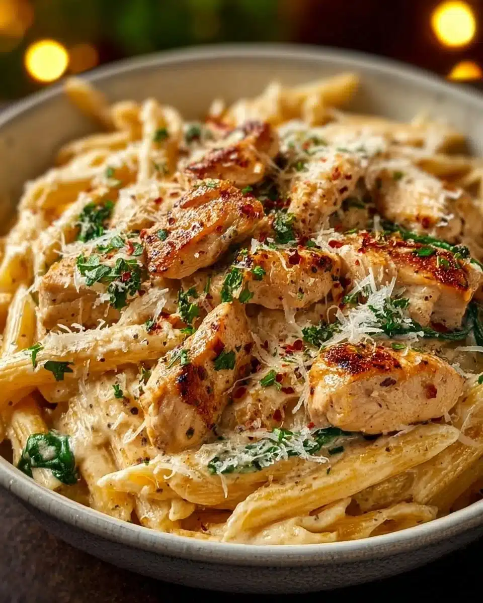 Healthy Creamy Garlic Parmesan Chicken Pasta
