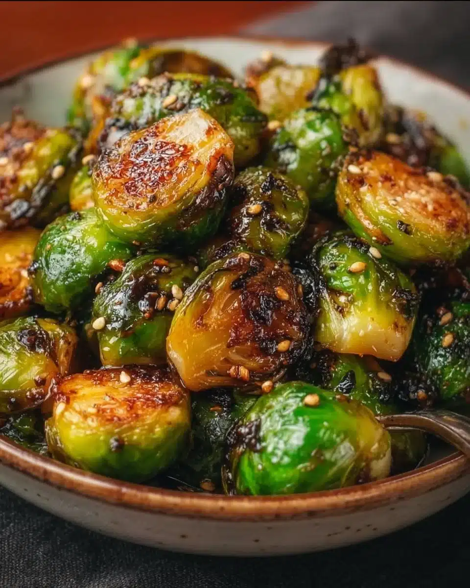 Honey Garlic Roasted Brussels Sprouts