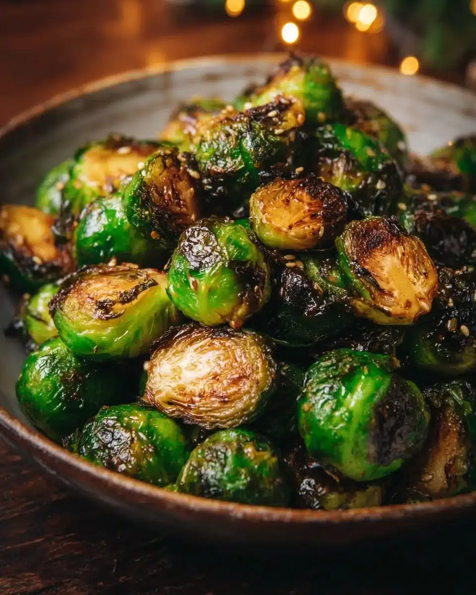 Honey Garlic Roasted Brussels Sprouts