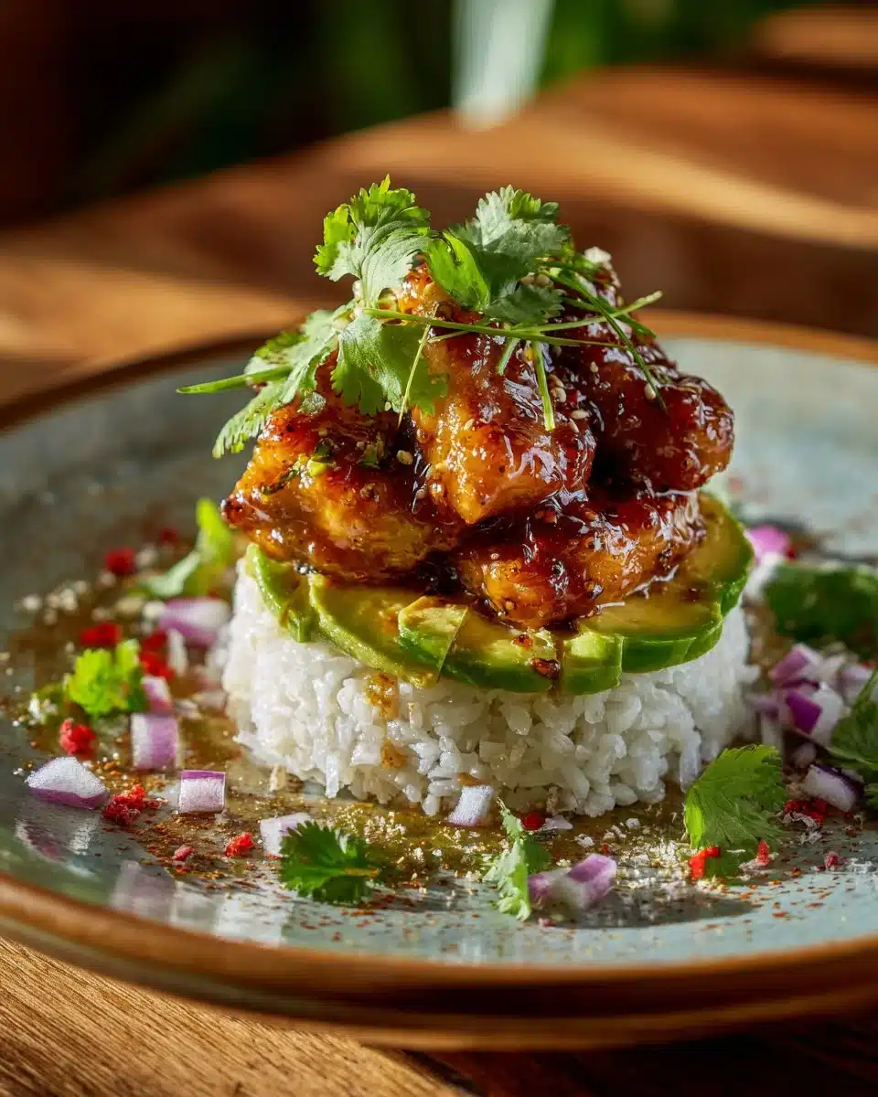 Honey Lime Chicken & Avocado Rice Stack