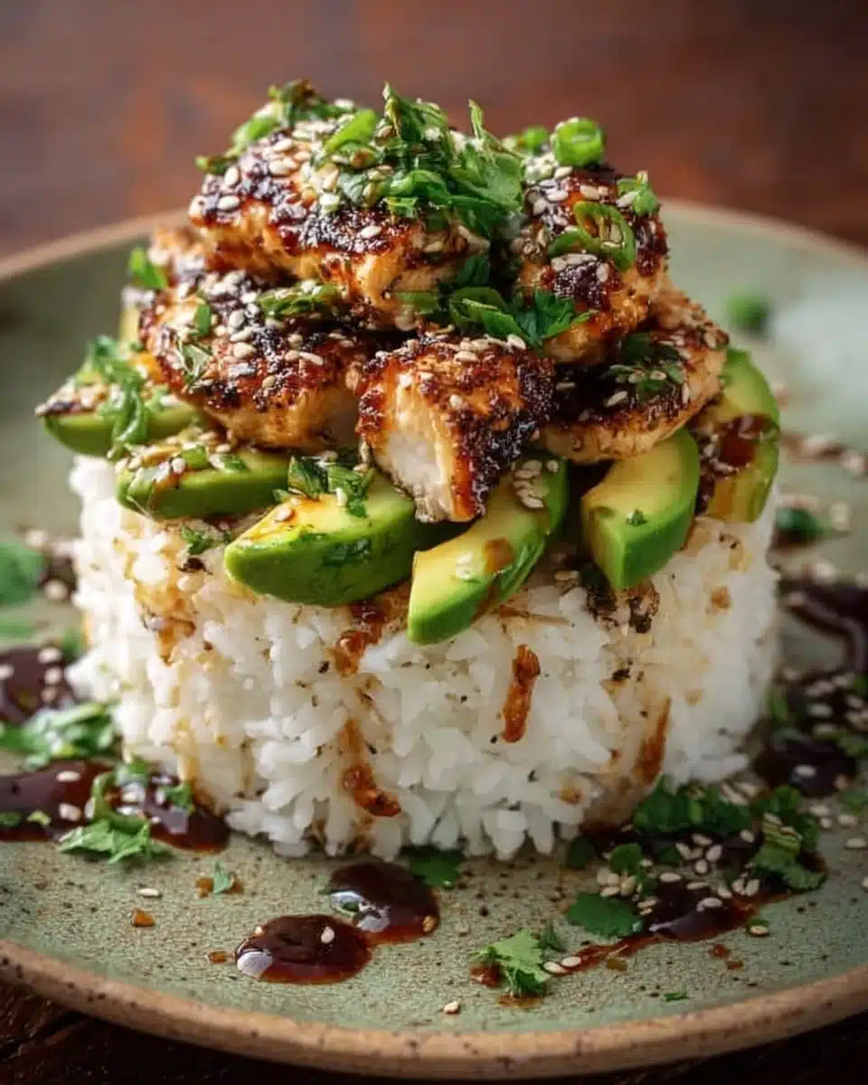 Honey Lime Chicken & Avocado Rice Stack