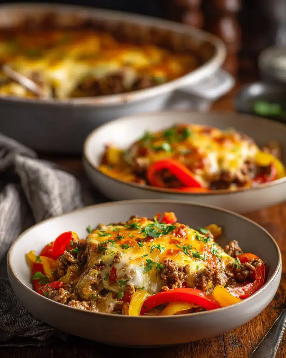 Low Carb Philly Cheesesteak Casserole
