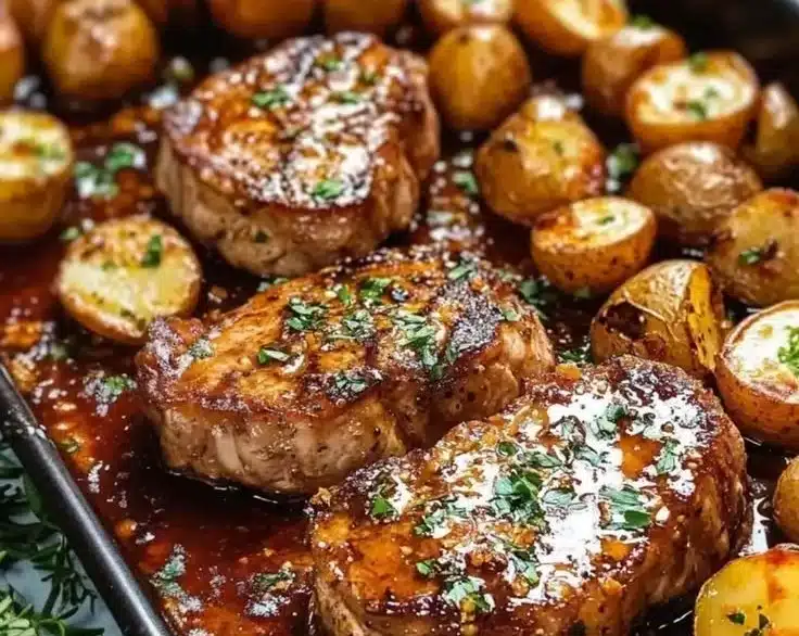 Sheet Pan Pork Chops and Potatoes